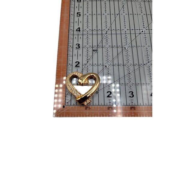 Swarovski Pave Crystal Heart Brooch Gold Tone Vintage Swan Stamp Pin - Picture 11 of 12